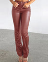 PU Leather High Waist Straight Pants