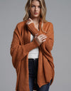 Dolman Sleeve Open Front Ribbed Trim Longline Cardigan