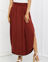 Zenana It's My Time Full Size Side Scoop Scrunch Skirt in Dark Rust