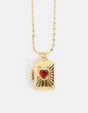 Heart Zircon Box Pendant Copper Necklace