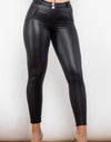 Full Size PU Leather Buttoned Leggings