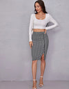 Houndstooth Slit Knee-Length Skirt