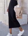 High Waist Pull-On Midi Skirt