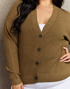 Zenana Kiss Me Tonight Full Size Button Down Cardigan in Olive