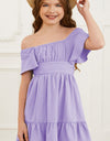 Ruffle Hem Tie-Back Flutter Sleeve Dress