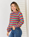 Striped Round Neck Long Sleeve Sweater