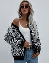 Woven Right Zebra Print Button Down Cardigan