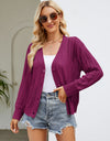 Openwork Button Front V-Neck Cardigan