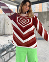 Heart Mock Neck Long Sleeve Sweater