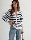 Woven Right Striped Button Front Cardigan