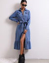 Collared Neck Button Down Denim Dress