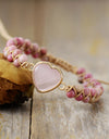 Rose Quartz Heart Beaded Bracelet