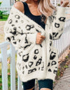 Leopard Open Front Cardigan with Pockets