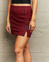 Houndstooth Slit Mini Skirt