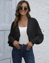 Bat Sleeve Open Front Short Cardigan