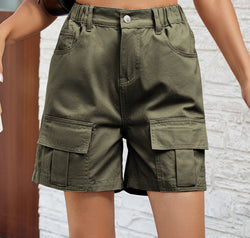 Pocketed High Waist Denim Shorts