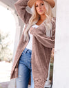 Woven Right Heathered Open Front Longline Cardigan