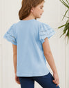 Round Neck Flutter Sleeve T-Shirt