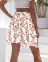 Printed Elastic Waist Mini Skirt