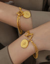 Coin Pendant Toggle clasp 18K Gold-Plated Bracelet