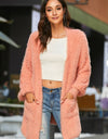 Open Front Fuzzy Cardigan with Pockets