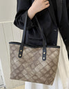 Plaid PU Leather Tote Bag