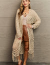 HEYSON Boho Chic Full Size Western Knit Fringe Cardigan