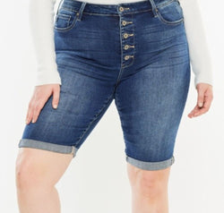 Kancan Full Size Cat's Whiskers Button Fly Denim Shorts