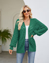 Openwork Open Front Lantern Sleeve Cardigan