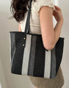 Striped Straw Tote Bag