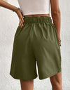 Pocketed Half Elastic Waist Shorts