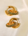 18K Gold-Plated Inlaid Zircon Double-Hoop Earrings