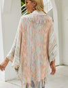 Multicolored Fringe Trim Poncho