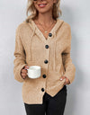 Button-Down Long Sleeve Hooded Sweater
