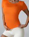 Cutout Round Neck Short Sleeve Active T-Shirt