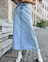 Raw Hem Denim Skirt