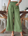 Pocketed Elastic Waist Wide Leg Pants