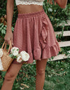 Ruffle Hem Elastic Waist Mini Skirt