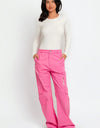 Le Lis High Waisted Wide Leg Cargo Pants with Pockets