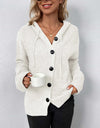 Button-Down Long Sleeve Hooded Sweater