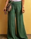 Smocked Waist Texture Wide Leg Pants