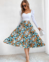 Printed Ruffle Hem Midi Skirt