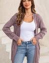 Cable-Knit Dropped Shoulder Slit Cardigan