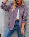 Distressed Raw Hem Button Up Denim Jacket