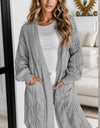 Cable-Knit Dropped Shoulder Slit Cardigan