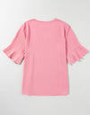 Plus Size V-Neck Half Sleeve Blouse