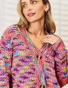 Woven Right V-Neck Long Sleeve Cardigan