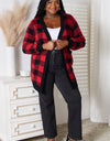 Heimish Full Size Plaid Open Front Cardigan with Pockets