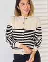 Striped Button Up Long Sleeve Cardigan