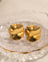 Geometric Pleated 18K Gold-Plated Stud Earrings